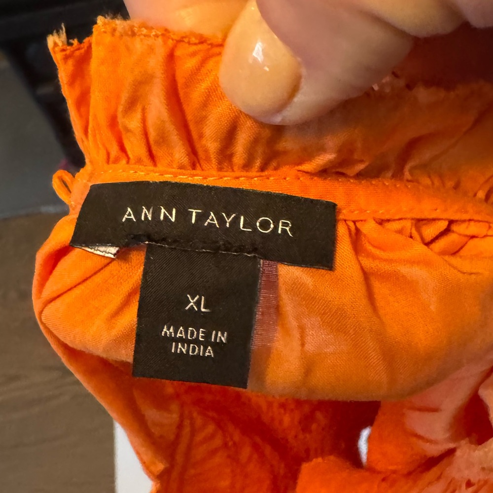 Ann Taylor Vibrant Orange Ruffle Blouse - Picture 6 of 6